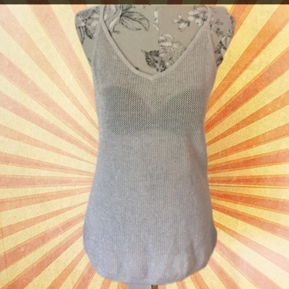 *CYNTHIA rowley shimmer razor back top M
